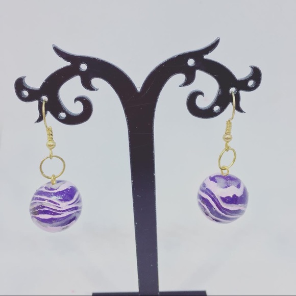 Unique Handmade Polymer Clay Beaded Earrings - Picture 2 of 3